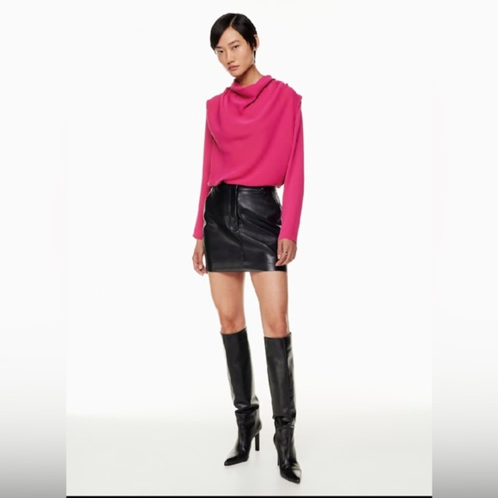 New Aritzia Babaton Satin cowl-neck Carter Longsleeve Blouse